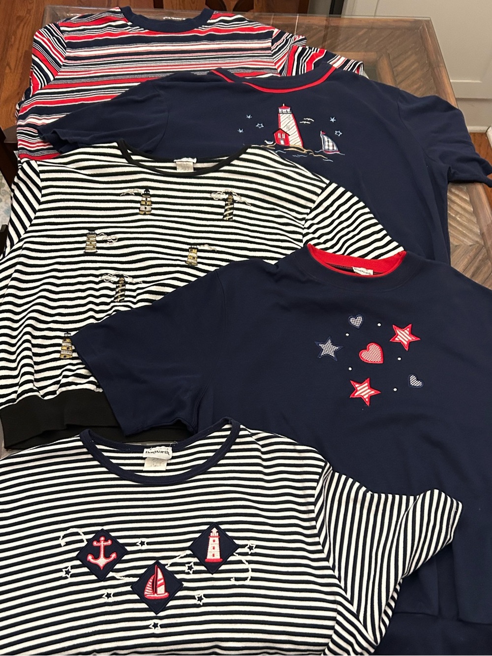 Vintage “coastal grandma” shirts (lot of 5)